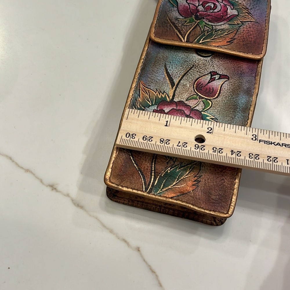Floral Hand Painted Leather Crossbody Bag by SOVA. Credit Cards slots. New - Picture 9 of 14
